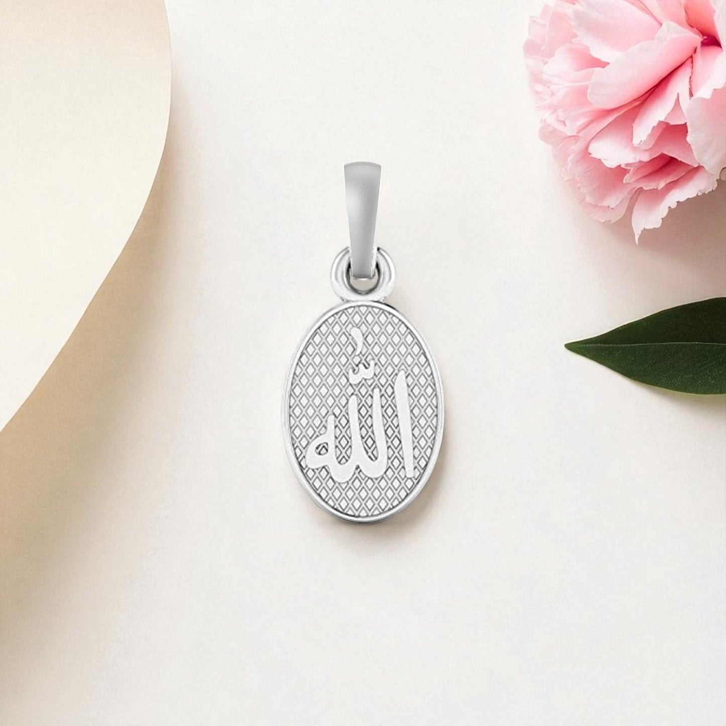 Akshat Sapphire Sterling Silver (92.5% purity) religious God Allah Barkat Pendant for Men and women Pure Silver spiritual Islamic Muslim Allah Barkat Kareem symbol Locket for Good Luck, Health & Wealth