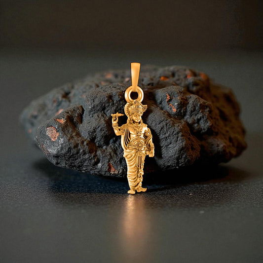 22 CT Gold Plated Silver (92.5% purity) God Krishna Pendant for Men and Women