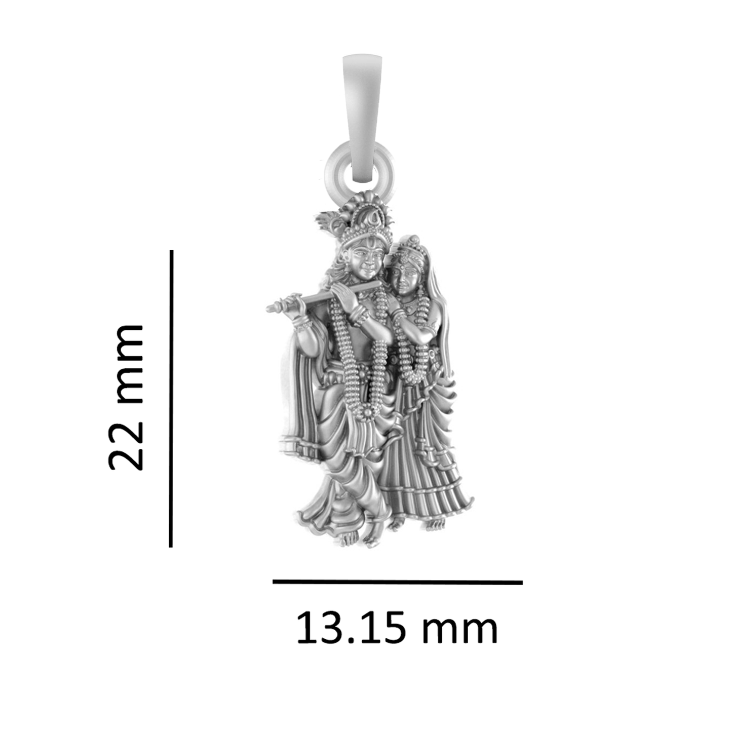 Sterling Silver (92.5% purity) God Radha Krishna Pendant for Men & Women Pure Silver Lord Radha kishan Locket for Good Health & Wealth