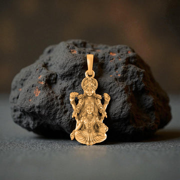 22 CT Gold Plated Silver (92.5% purity) God Vishnu Laxmi Pendant (Big Size) for Men and Women