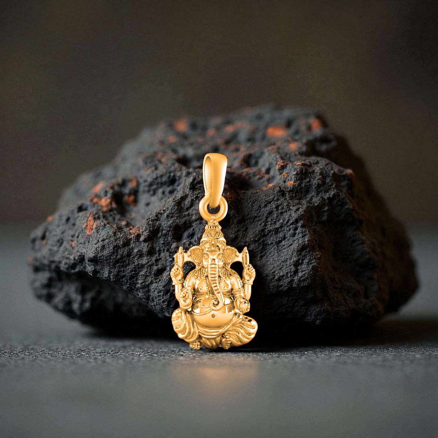 22 CT Gold Plated Silver (92.5% purity)God Ganesh Pendant for Men, Boys Girls and Women