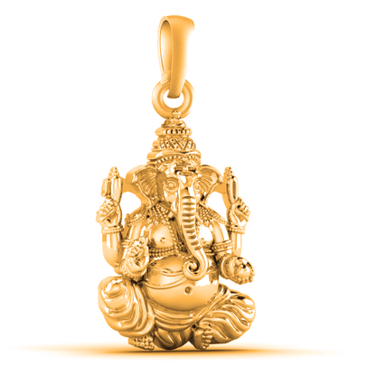 22 CT Gold Plated Silver (92.5% purity)God Ganesh Pendant for Men, Boys Girls and Women