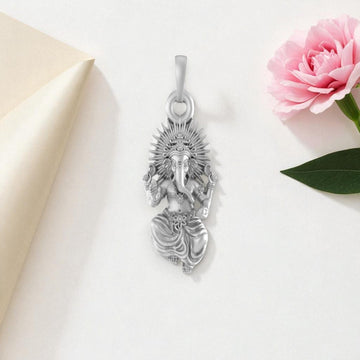 Akshat Sapphire 92.5% Pure Sterling Silver God Ganesh (Big Size) Pendant for Men & Women