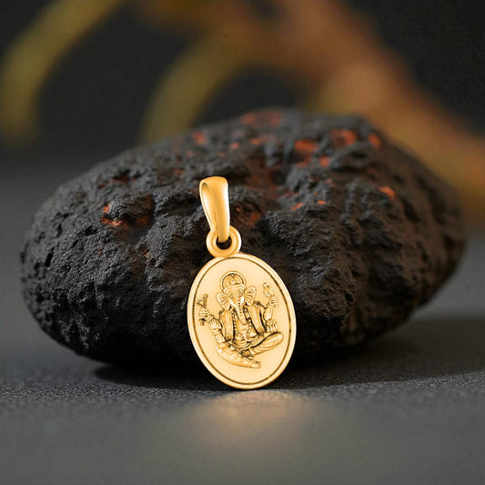 22 CT Gold Plated Silver (92.5% purity)God Ganesh Pendant for Men, Boys Girls and Women