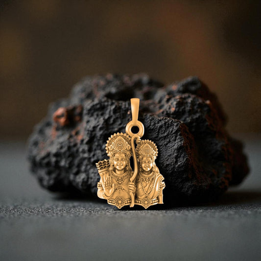 22 CT Gold Plated Silver (92.5% purity) God Ram and Maa Sita Pendant for Men and Women