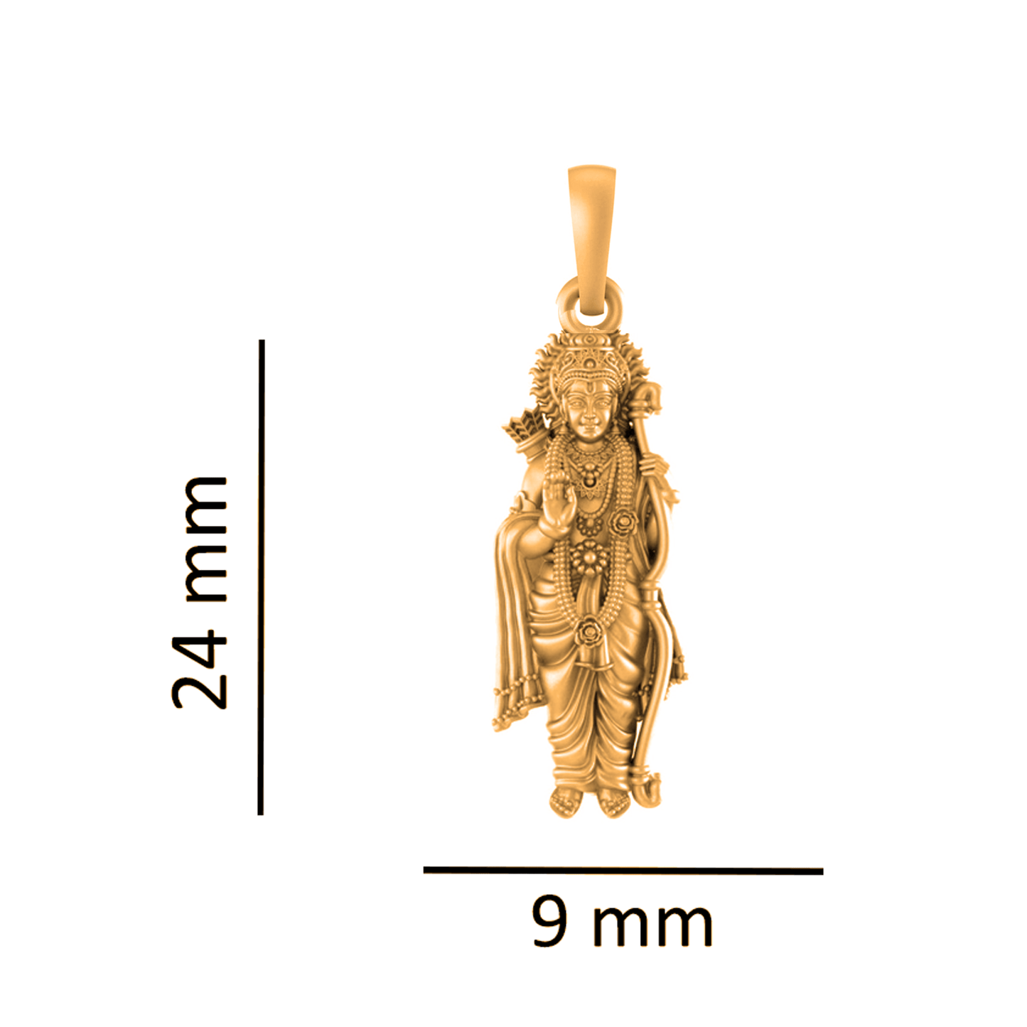 22 CT Gold Plated Silver (92.5% purity)  God Ram Pendant for Men and Women