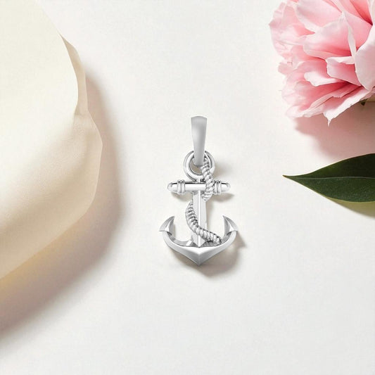 Akshat Sapphire Sterling Silver (92.5% purity) Ship Anchor Pendant for Men & Women Pure Silver Stylish and fashionable ship anchor Locket for Good Health & Wealth