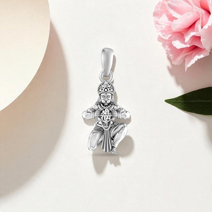 Akshat Sapphire 92.5% Pure Sterling Silver God Hanuman (Big Size) Pendant for Men and Boys