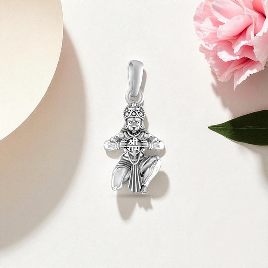 Akshat Sapphire 92.5% Pure Sterling Silver God Hanuman (Big Size) Pendant for Men and Boys