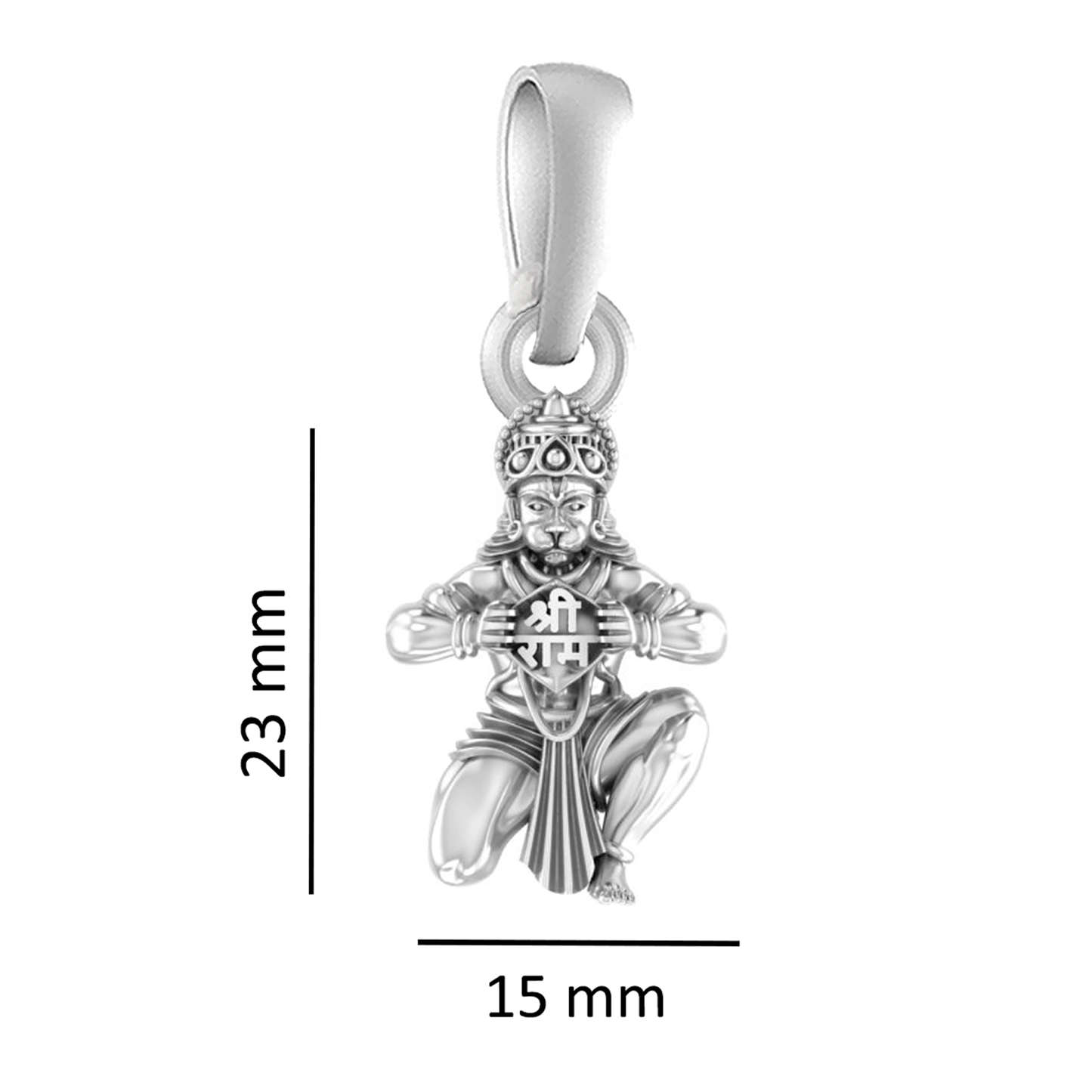 Sterling Silver (92.5% purity) God Hanuman Pendant for Men & Women Pure Silver Lord Bajrang Bali Locket for Good Health & Wealth