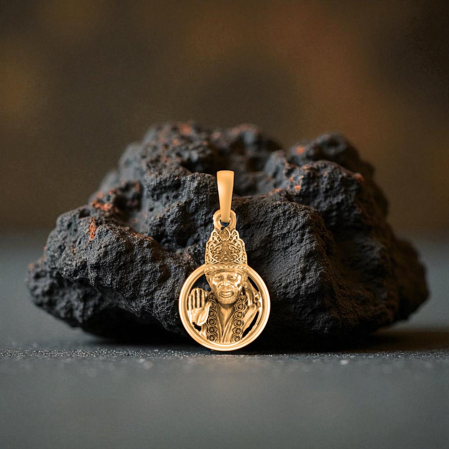 22 CT Gold Plated Silver (92.5% purity) God Sai baba Pendant for Men and Women