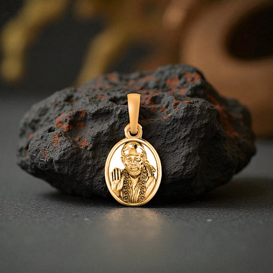 22 CT Gold Plated Silver (92.5% purity) God Sai baba Pendant for Men and Women