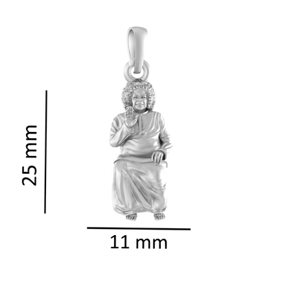 Sterling Silver (92.5% purity) Spiritual Sathya Sai baba Pendant for Men & Women Pure Silver religious Satya Sai Baba Locket for Good Health & Wealth