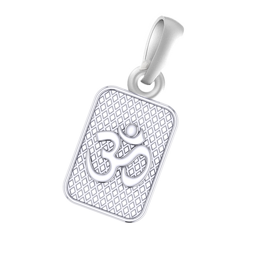 Akshat Sapphire Sterling Silver (92.5% purity) Spiritual OM Pendant for Men & Women Pure Silver Religious OM Locket for Good Health & Wealth