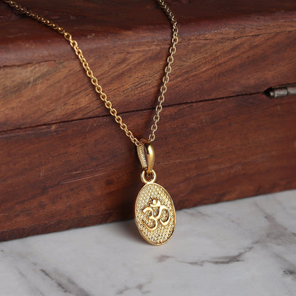 22 CT Gold Plated Silver (92.5% purity) Spiritual OM Pendant for Men and Women