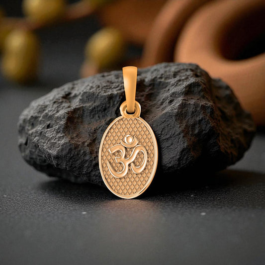 22 CT Gold Plated Silver (92.5% purity) Spiritual OM Pendant for Men and Women