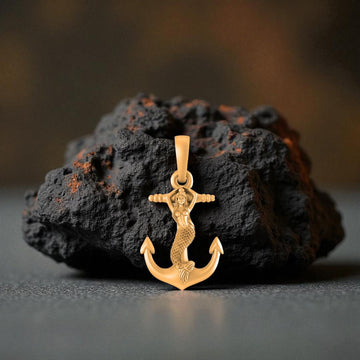 22 CT Gold Plated Silver (92.5% purity) Ship Anchor Pendant for Men and Women