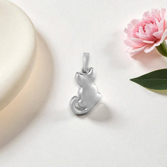 Akshat Sapphire Sterling Silver (92.5% purity) Stylish and Fashionable Cute Cat Pendant for Men & Women Pure Silver Cat Locket for Happiness and joy