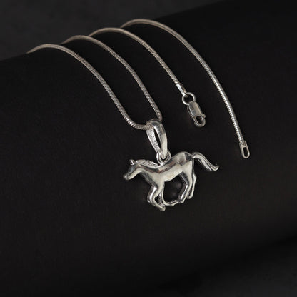 Sterling Silver (92.5% purity) Strength Symbolic Horse Pendant for Men & Women Pure Silver Horse Locket to represent strength and power