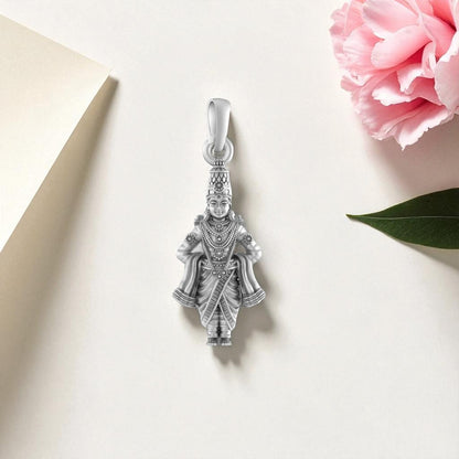 Akshat Sapphire Sterling Silver (92.5% purity) God Vitthal Pendant for Men & Women Pure Silver Lord Vithal Locket for Good Health & Wealth