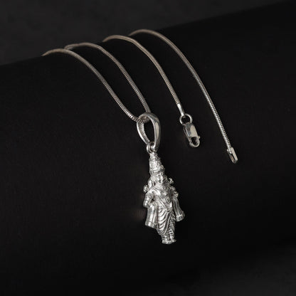 Akshat Sapphire Sterling Silver (92.5% purity) God Vitthal Pendant for Men & Women Pure Silver Lord Vithal Locket for Good Health & Wealth