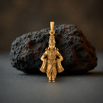 Akshat Sapphire Sterling Silver (92.5% purity) Golden God Vitthal Pendant for Men & Women Pure Silver Lord Vithal Locket for Good Health & Wealth PM7333_Gold