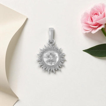 Akshat Sapphire 92.5% Pure Sterling Silver Divine God Sun (Big Size) Pendant for Men & Women