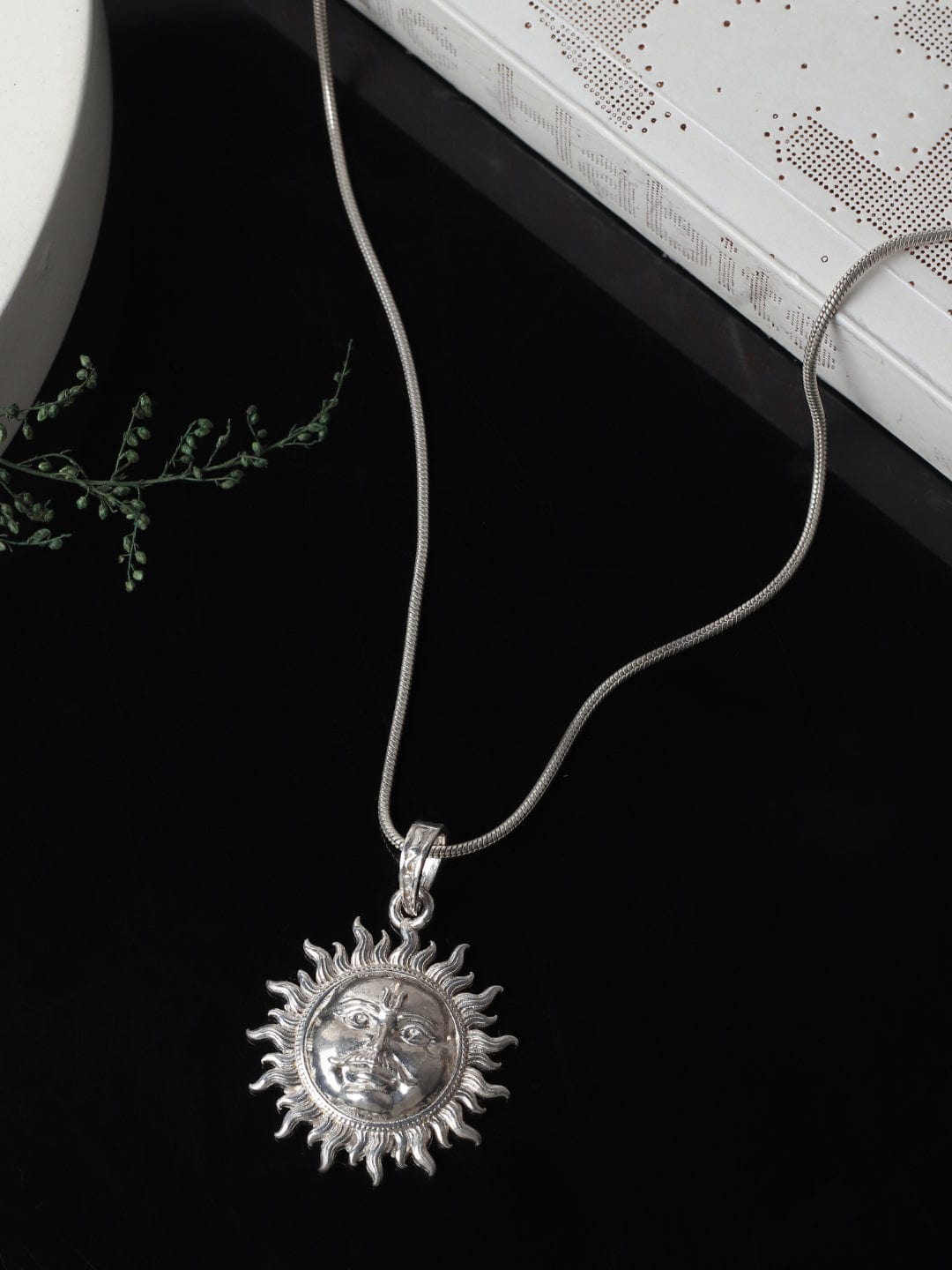 Akshat Sapphire Sterling Silver (92.5% purity) Divine God Sun Pendant for Men & Women Pure Silver Lord Surya Locket for Good Health & Wealth