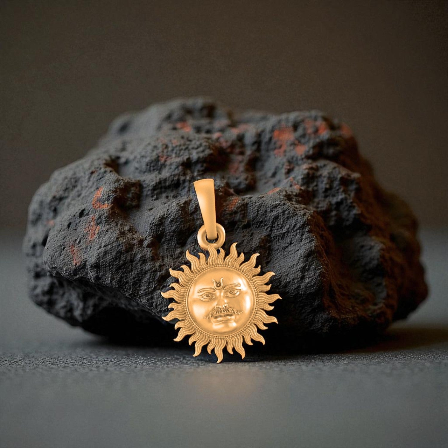 22 CT Gold Plated Silver (92.5% purity) Divine God Sun Pendant for Men and Women
