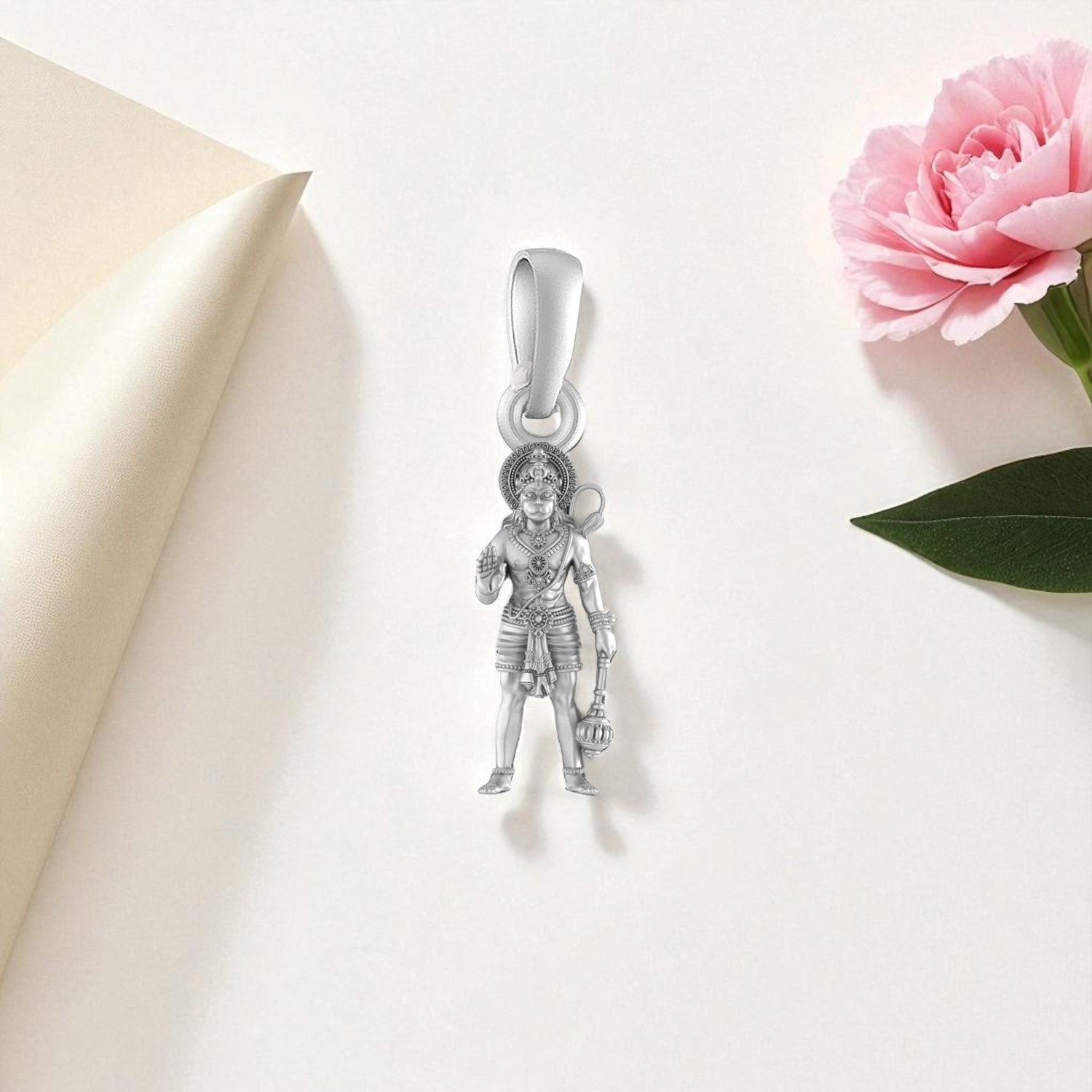 Akshat Sapphire Sterling Silver (92.5% purity) God Hanuman Pendant for Men & Women Pure Silver Lord Bajrang Bali Locket for Good Health & Wealth