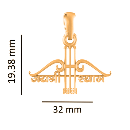 22 CT Gold Plated Silver (92.5% purity)  God Baba Khatu Shyam  Pendant for Men and Women