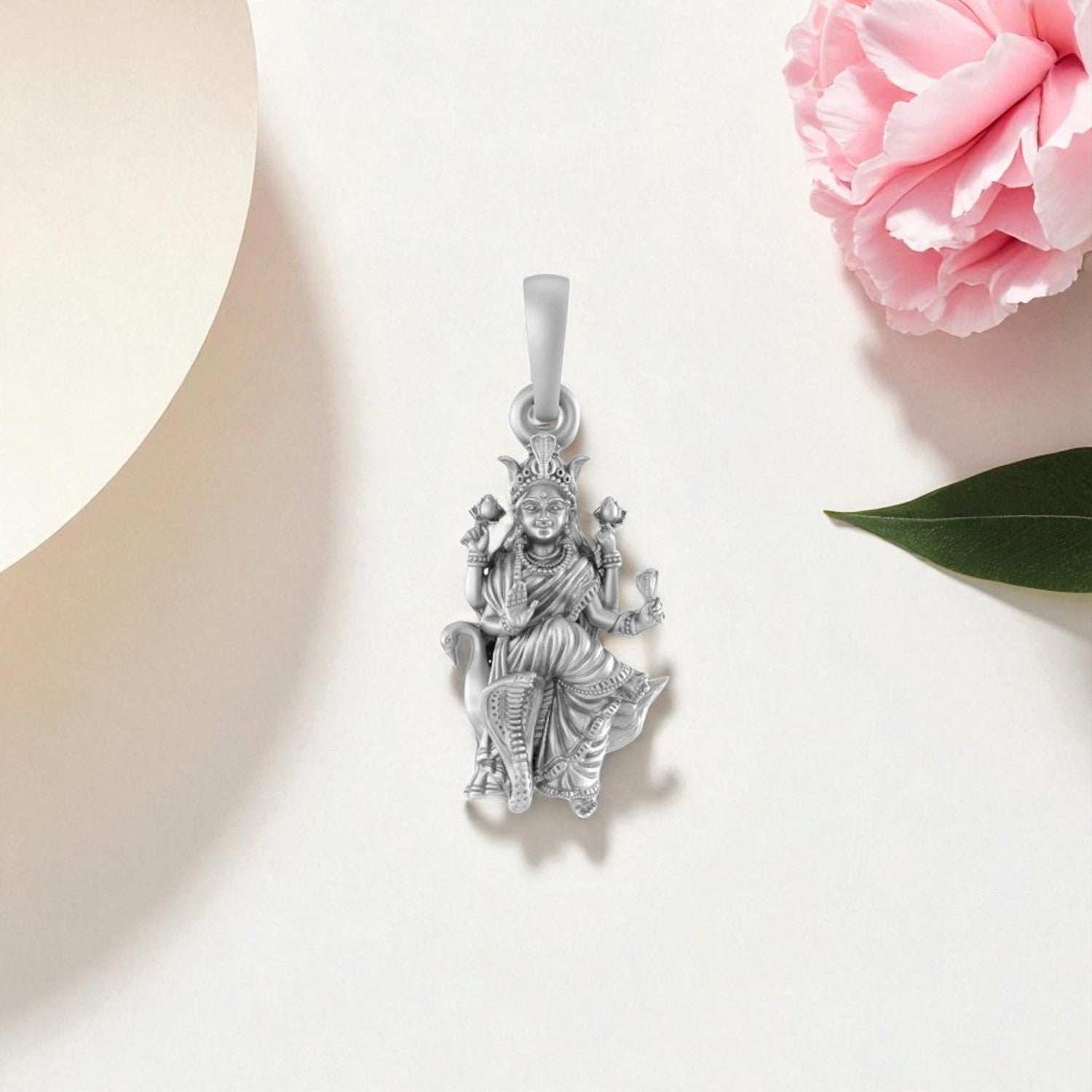 Akshat Sapphire Sterling Silver (92.5% purity) Goddess Mansa Devi Pendant for Men & Women Pure Silver Maa Mansa Devi shaktipeeth Locket for Good Health & Wealth
