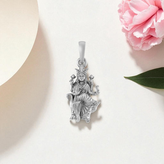 Akshat Sapphire 92.5% Pure Sterling Silver Goddess Mansa Devi Pendant(Big Size) for Men & Women