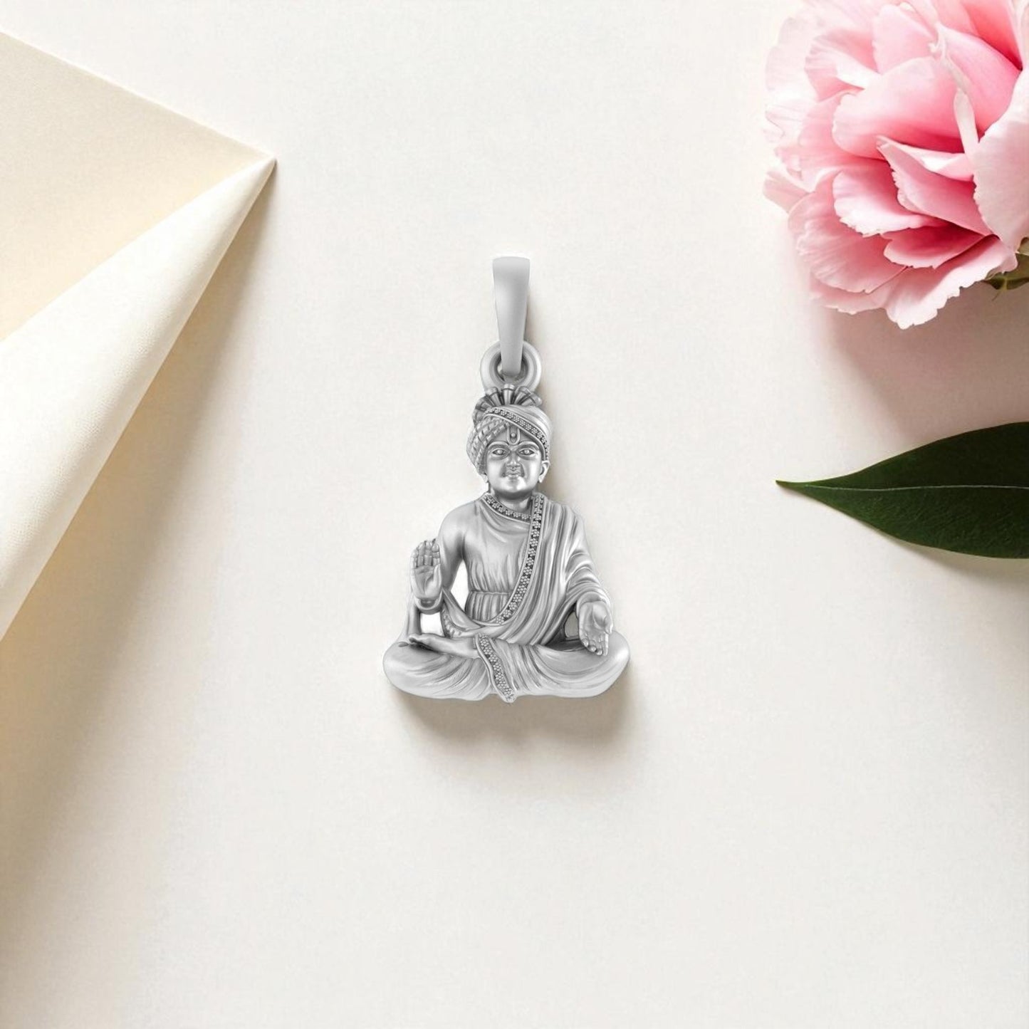 Akshat Sapphire Sterling Silver (92.5% purity) Spiritual Swaminarayan Pendant for Men & Women Pure Silver religious Swaminarayan Locket for Good Health & Wealth