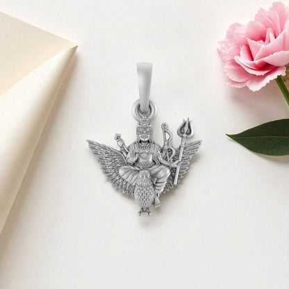 Sterling Silver (92.5% purity) God Shani Dev Pendant for Men & Women Pure Silver Lord Shani Dev Locket for Good Health & Wealth