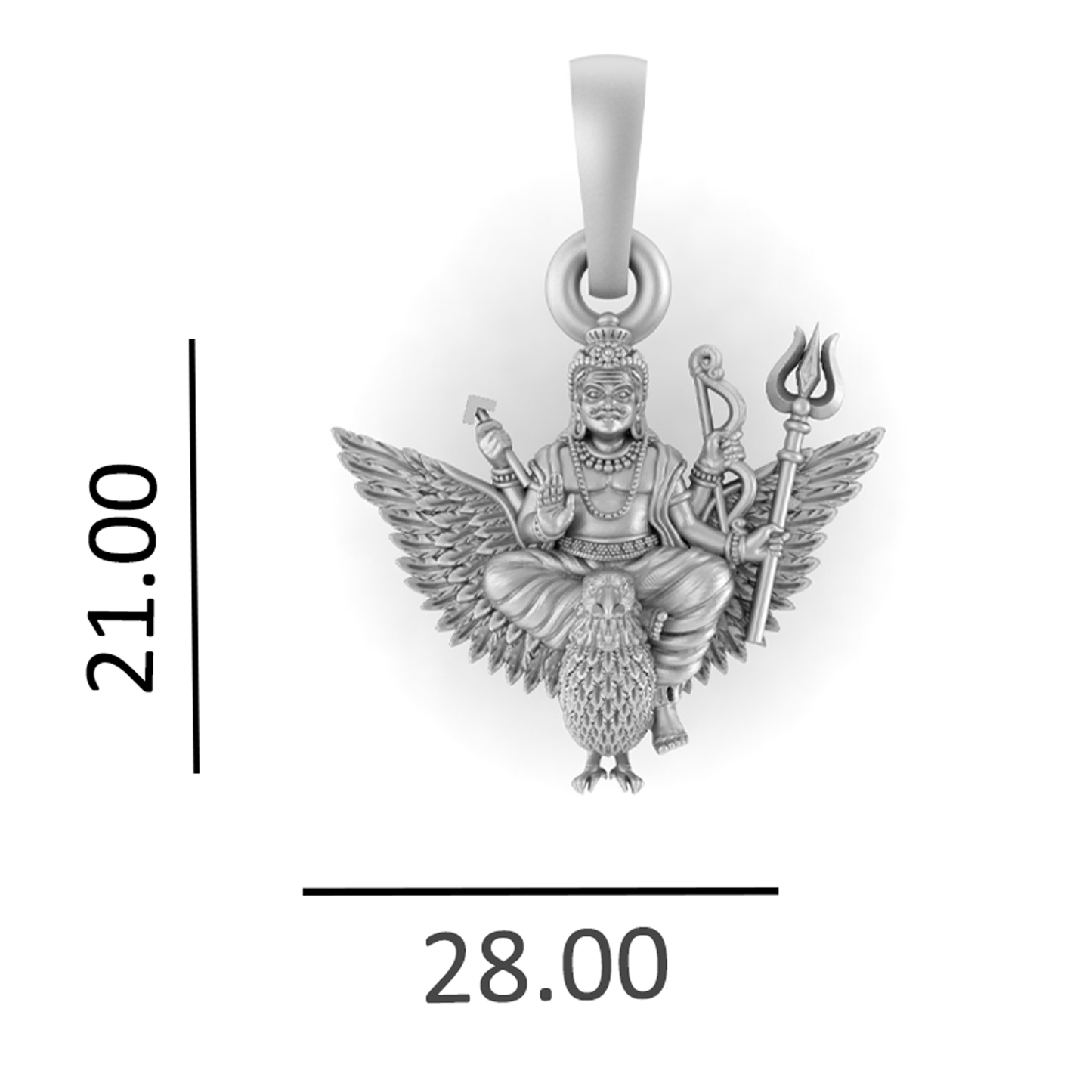 Sterling Silver (92.5% purity) God Shani Dev Pendant for Men & Women Pure Silver Lord Shani Dev Locket for Good Health & Wealth