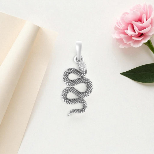 Akshat Sapphire Sterling Silver (92.5% purity) Symbol of devotion Snake Pendant (Big Size) for Men & Women Pure Silver Snake Locket (Big Size) to represent devotion towards god