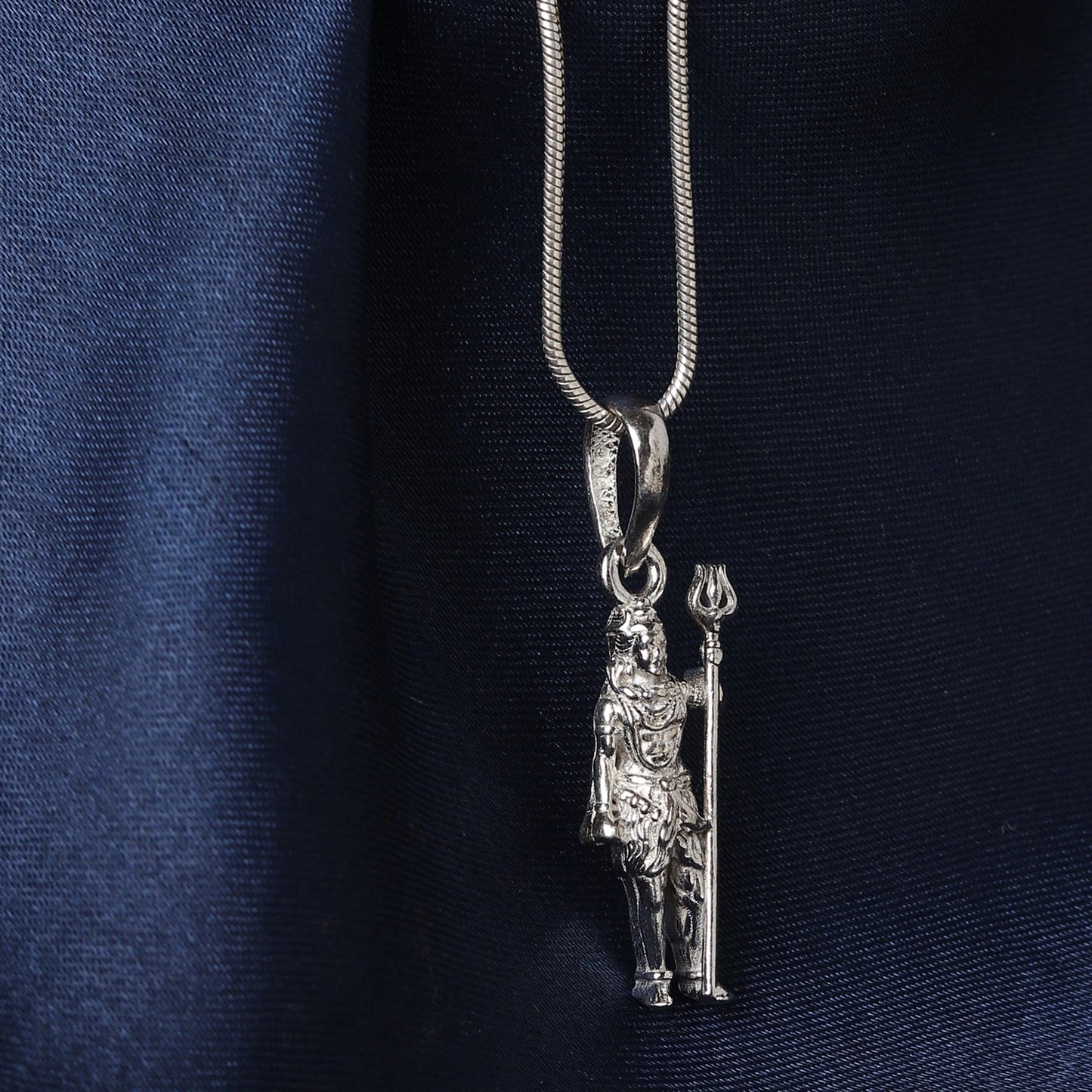 Akshat Sapphire Sterling Silver (92.5% purity) God Shiva Pendant (Big Size) for Men & Women Pure Silver Lord Shiv Locket (Big Size) for Good Health & Wealth