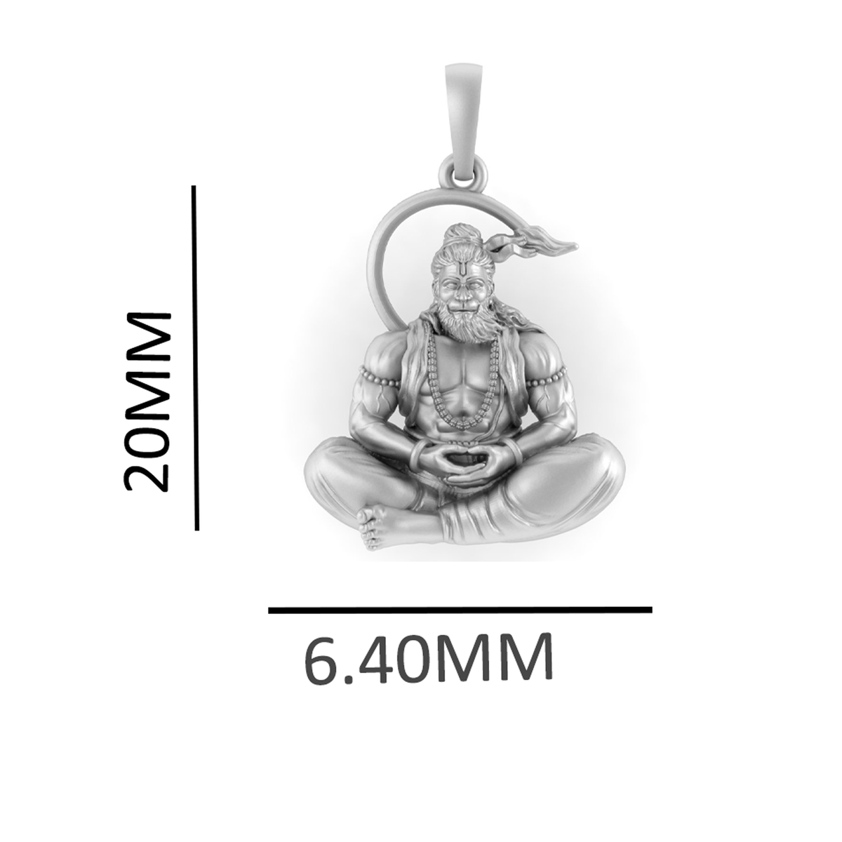 Pure Sterling Silver God Hanuman (Regular Size) Pendant for Men by Akshat Sapphire – 92.5 Silver-PM7369