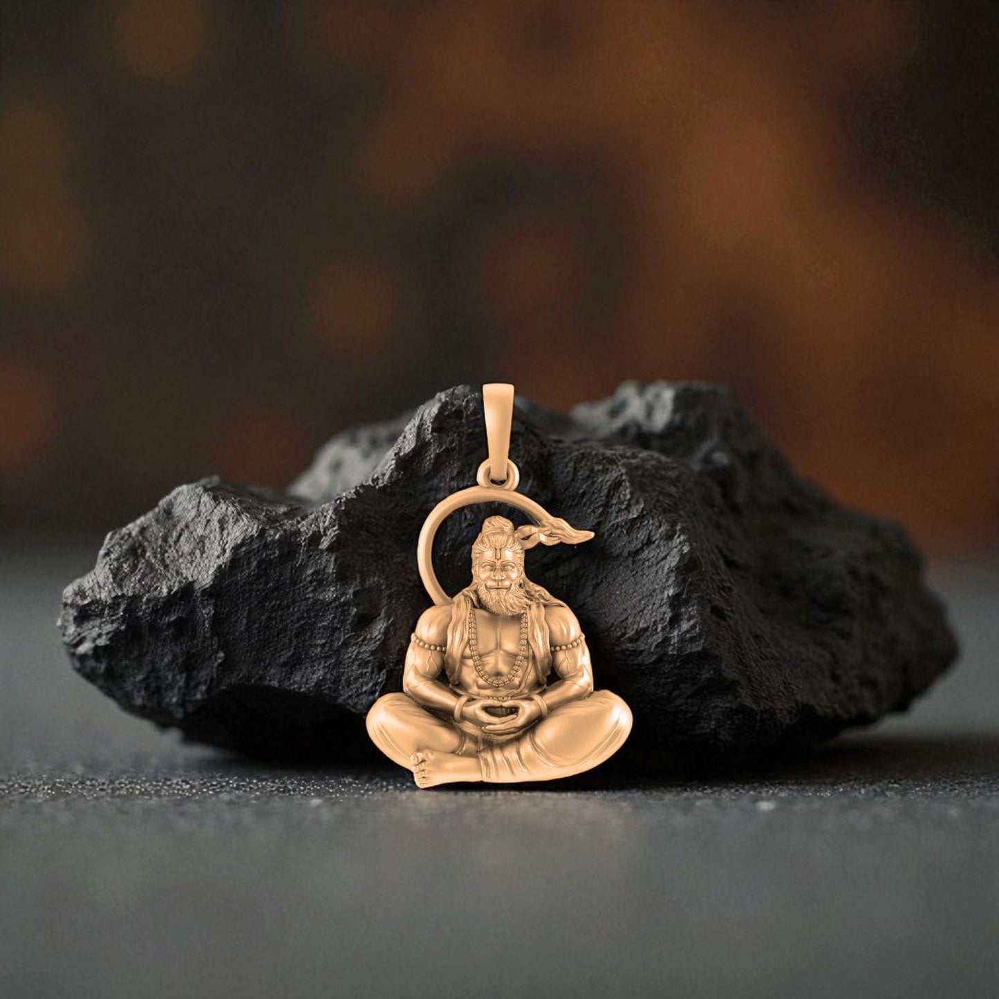 22CT Gold Plated Silver 92.5 Purity God  Hanuman (Premium big size) Pendant for Men by Akshat Sapphire-PB7369_Gold