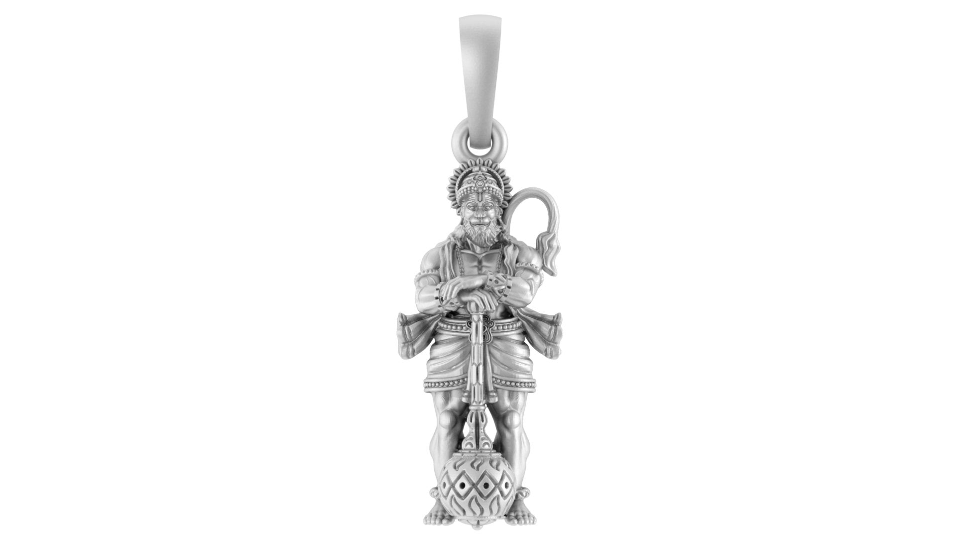 Akshat Sapphire Sterling Silver (92.5% purity) God Hanuman Pendant for Men & Women Pure Silver Lord Bajrang Bali Locket for Good Health & Wealth