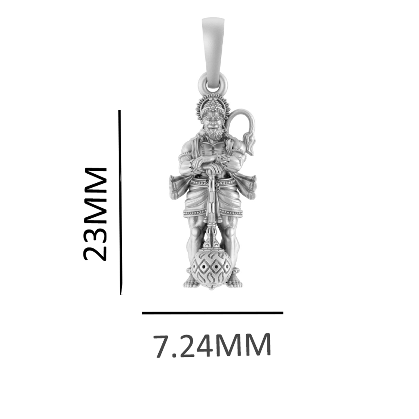 Akshat Sapphire Sterling Silver (92.5% purity) God Hanuman Pendant for Men & Women Pure Silver Lord Bajrang Bali Locket for Good Health & Wealth