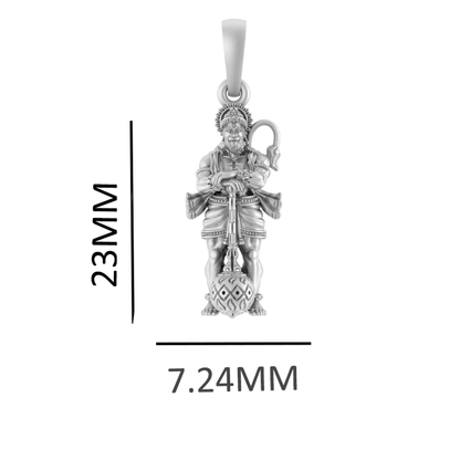 Akshat Sapphire Sterling Silver (92.5% purity) God Hanuman Pendant for Men & Women Pure Silver Lord Bajrang Bali Locket for Good Health & Wealth