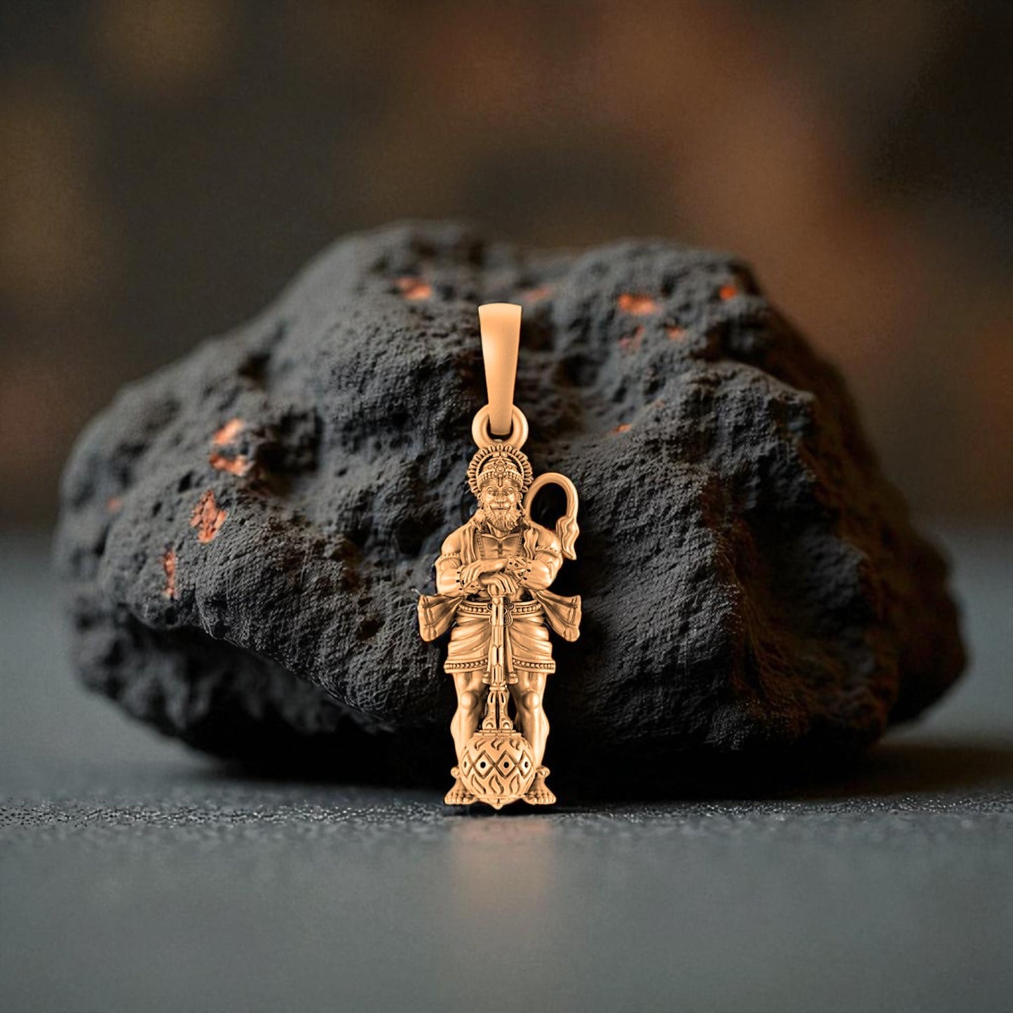 22CT Gold Plated Silver 92.5 Purity God  Hanuman (Premium big size) Pendant for Men by Akshat Sapphire-PB7370_Gold