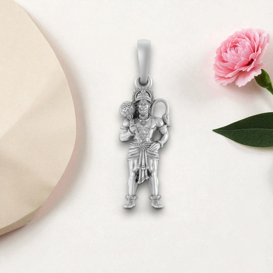 Akshat Sapphire Sterling Silver (92.5% purity) God Hanuman (Big Size) Pendant for Men Pure Silver Lord Bajrang Bali (Big Size) Locket for Good Health & Wealth