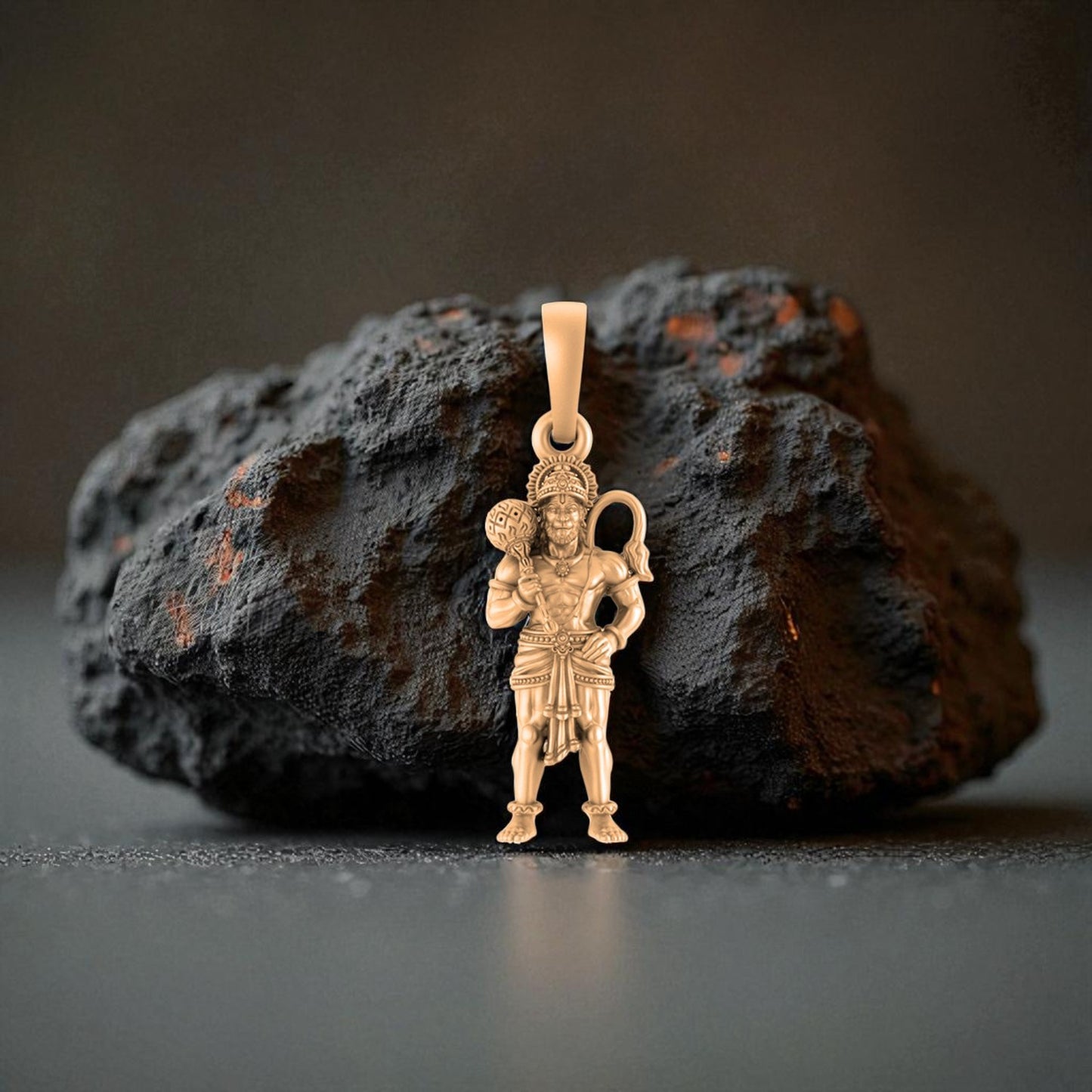 22CT Gold Plated Silver 92.5 Purity God  Hanuman (Premium big size) Pendant for Men by Akshat Sapphire-PB7373_Gold