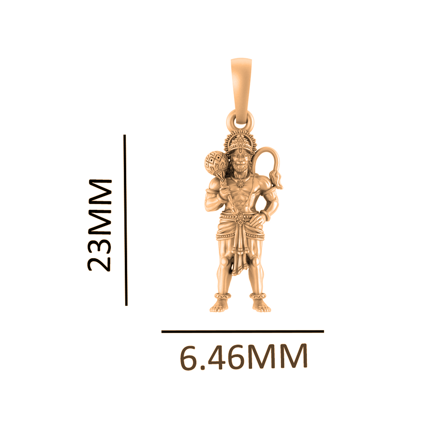 22 CT Gold Plated Silver (92.5% purity)God Hanuman/Bajrang Bali Pendant for Men