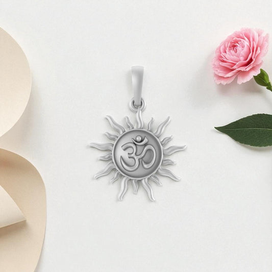 Akshat Sapphire Sterling Silver (92.5% purity) Spiritual Sun Pendant for Men & Women Pure Silver Religious Sun Locket for Good Health & Wealth
