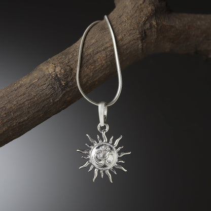 Sterling Silver (92.5% purity) Spiritual Sun Pendant for Men & Women Pure Silver Religious Sun Locket for Good Health & Wealth