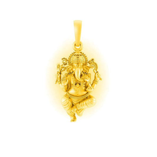 Akshat Sapphire 22 CT Gold Plated Silver (92.5% purity)God Ganesh Pendant for Men, Boys Girls and Women